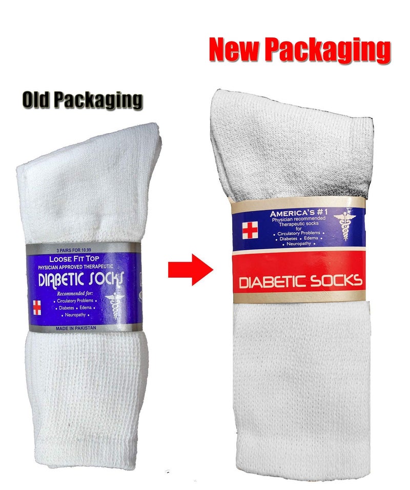 L&M LM 12 Pairs Diabetic Crew Socks Unisex 9-11, 10-13, 13-15 Black Grey White (13-15, White) - Image 2